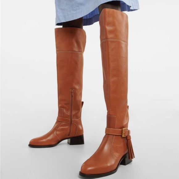 New See By Chloe x Anthropologie Lory Over-Knee Tassel Buckle Leather Equestrian - Picture 12 of 14